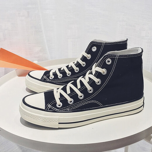 Chaussures de toile de soleil de neuf pouces chaussures montantes pour hommes chaussures à la mode pour hommes baskets décontractées à la mode 2025 nouveau couple chaussures en tissu polyvalentes chaussures de toile montantes pour hommes noir taille 42