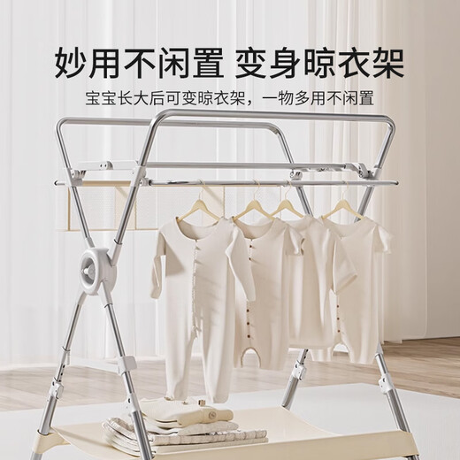 英氏（YEEHOO）尿布台婴儿护理台宝宝按摩抚触台换尿布换衣台操作台折叠移动床 米白色+隔尿垫