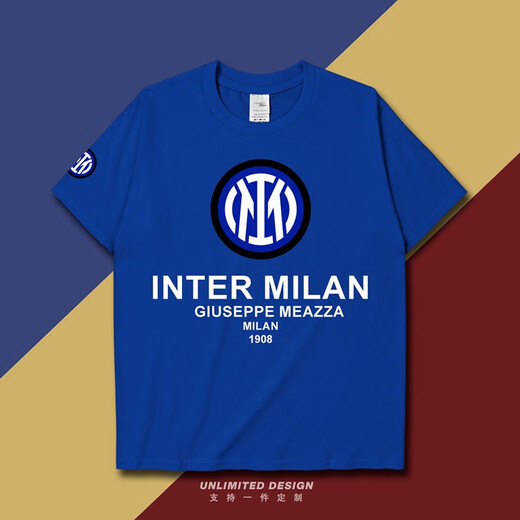 He Jiagong Milan team sports jersey short-sleeved men's and women's summer Lautaro football training uniform student casual T-shirt black XS xs 40 to 50 kg