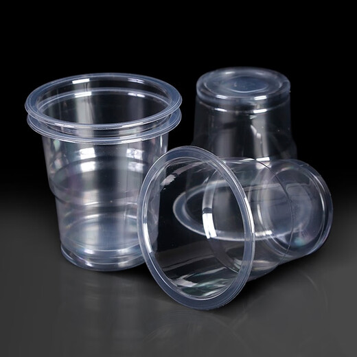 Chunshao thickened disposable cup plastic cup transparent mouth cup 1000 pieces catering plastic cup aviation cup whole box water cup wholesale thickened 150ml horizontal stripe cup 1000 full box