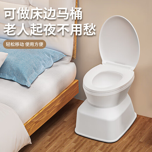 老人坐便椅家用孕产妇坐便器简易蹲便改坐厕便携式尿壶可移动马桶 新款仿真纯白加强防滑两用