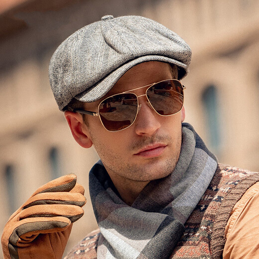 Baijichuan hat men's autumn and winter duck tongue British retro progressive hat thickened hat men's winter Korean style short-brimmed beret men's black one size