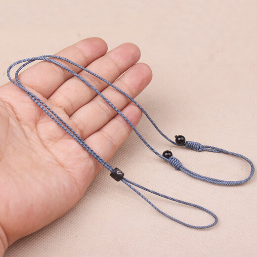 Lingmeng Ping An Buckle Pendant Lanyard Hand-woven Halter Rope Men's and Women's Necklace Rope Adjustable 1 Piece About 2mm Sandalwood Inlaid with Silver Wire - Brown Adjustable Lanyard