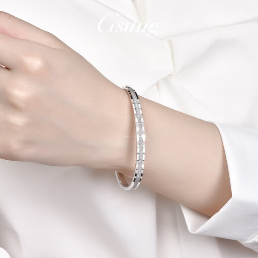 GsunG platinum bracelet for women new model PT950 single nail sand bracelet fashionable couple style platinum bracelet for female concubine bracelet PT950 bracelet about 10 grams 54-55 circle mouth reservation
