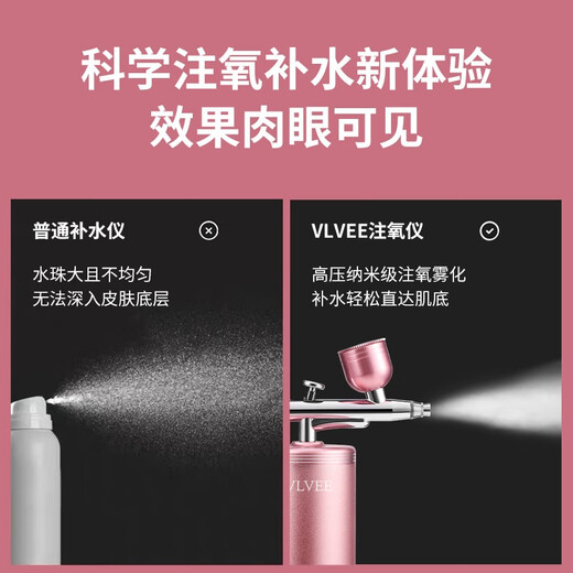 VLVEE High Pressure Oxygen Injection Instrument Home Portable Handheld Nano Spray Hydrating Instrument Scalp Applicator Ladies Birthday Gift for Wife Practical Champagne Gold Sprayable Toner Essence + Intelligent Timing