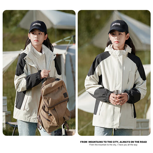 VICTORIATOURIST Jacket Three-in-One Polar Fleece Liner Outdoor Jacket Men's and Women's Cotton Jacket Winter Thickened Mountaineering Jacket Women's White XL