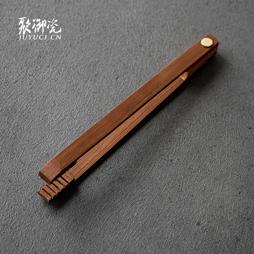 Juyu porcelain tea clip bamboo wooden tea spoon cup clip tea tweezers tea ceremony accessories tea needle scissors pot pen tea shovel Pu'er tea knife E tie rope bamboo long tea clip 21.5*1.2cm