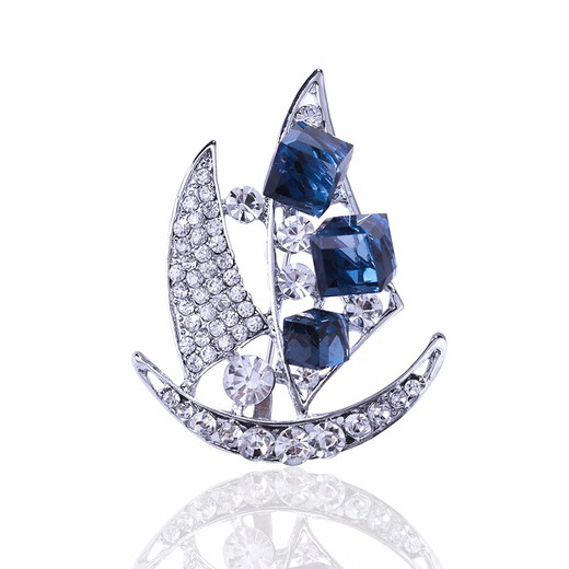 GIEVSZHE brand sailing brooch men's suit European and American corsage women's British style pin buckle Valentine's Day birthday gift square diamond sail brooch silver