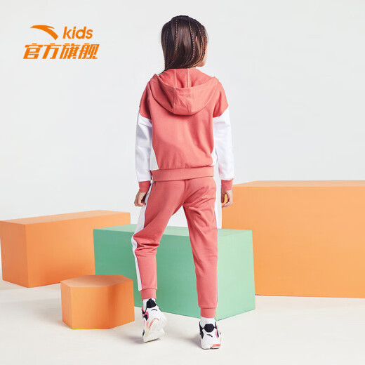 ANTA Children's official flagship children's clothing for girls, middle and older children 2021 autumn and winter knitted sports cover A36118712 bean paste red-3/140