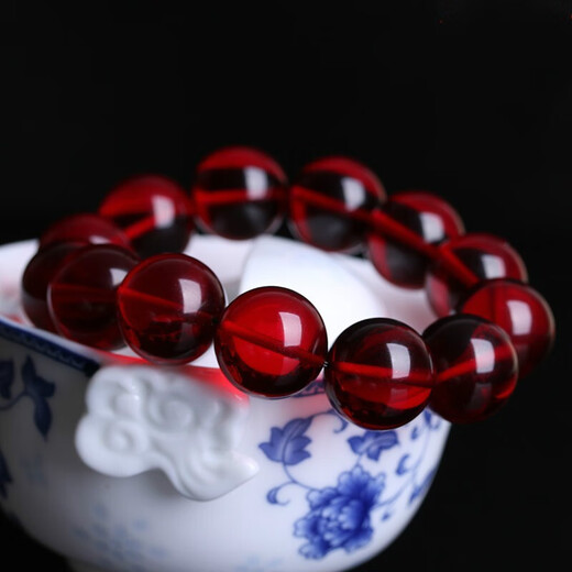 Shiqian Natural 7A Grade Burmese Blood Amber Bracelet Amber Blood Bracelet for Men and Women Delivery Certificate (16mm Single Circle Send Certificate)