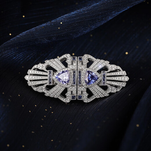 Ji Shizhe's flagship brand brooch, tanzanite gemstone brooch, high-end jewelry, women's multi-purpose corsage gift box, tanzanite gemstone brooch