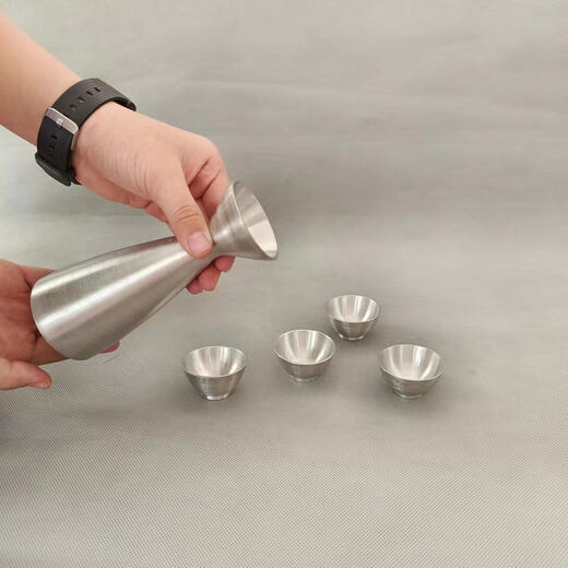 Shantou Lincun tin wine pot single pot tin pot old-fashioned warm wine scalding wine traditional handmade wine pot wedding supplies home tin wine pot + four tin wine cups nickel pair