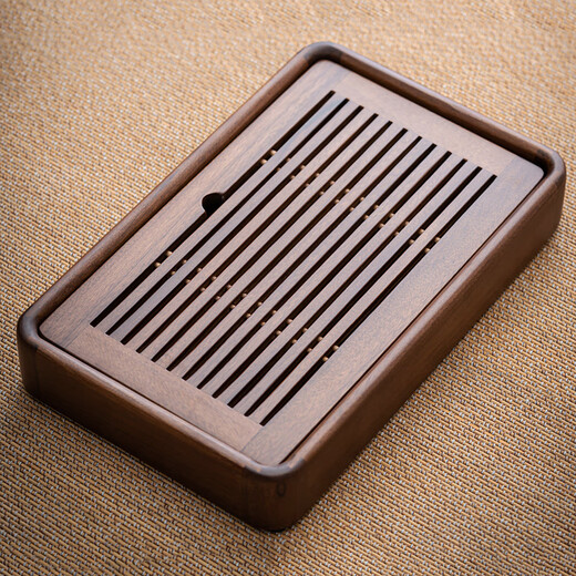 Qi Qiu household walnut tea tray solid wood tea tray small simple office water storage rectangular dry tea table North American walnut small water tea tray 35*22