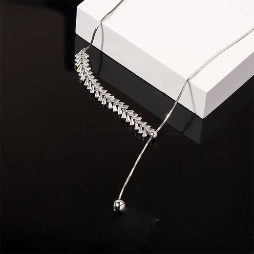 Shijun (SHIJUN) neck scar cover clavicle chain thyroid scar cover postoperative necklace wheat ear zircon summer jewelry neck summer silver