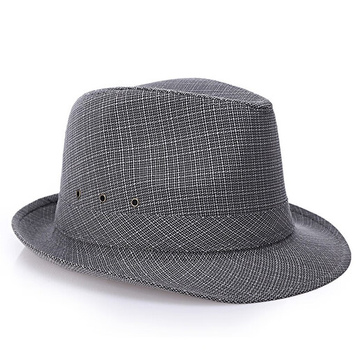 Changyin summer summer hat for middle-aged and elderly men's hat top hat sun hat linen jazz hat spring and autumn linen dark gray medium size 58 cm