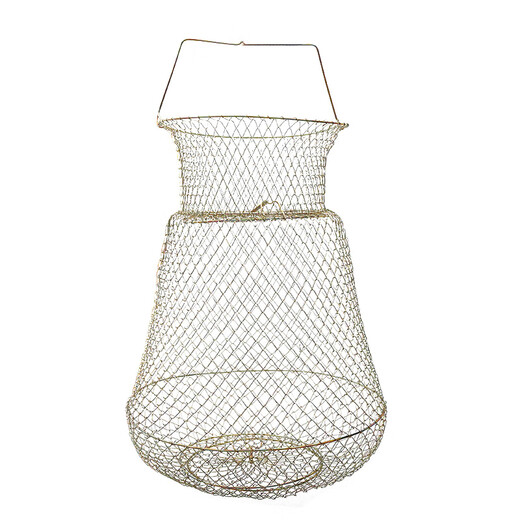 Folding wire fish basket net bag fishing net fish metal stainless steel wire fish cage braided Yuhu Yuyongji medium size 30cm in diameter with missing rope
