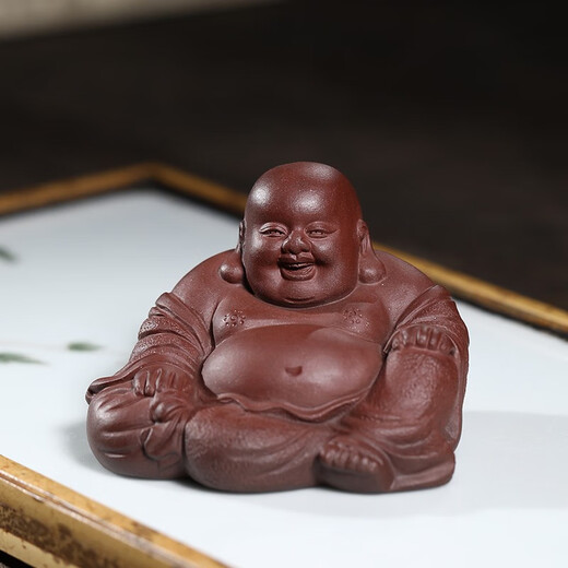 Wanhuyuan purple sand tea pet ornaments can raise Maitreya Buddha tea pet Kung Fu tea set accessories tea play tea table tea table tea ceremony Zen tea set ornaments Maitreya Buddha medium size