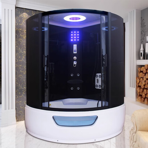 Wulang Machinery (can be installed on the door) shower room bath shower room with bathtub bathroom bathroom sauna room integrated bathtub 150*150*220cm black with steam