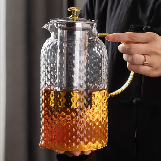 Gaoming (gaoming) extra large capacity thickened glass teapot heat-resistant built-in filter explosion-proof teapot open flame household tea making set 1800ml meter high teapot