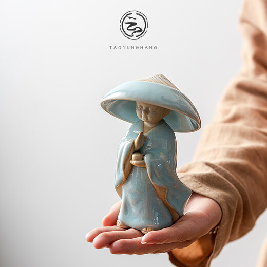 Tao Yunshang Ceramics Ru Kiln Open Piece Little Monk Tea Filter Tea Strainer Tea Filter Household Tea Set Accessories Creative Tea Ceremony Ornaments Ru Kiln Open Piece Zen Heart Little Monk Tea Strainer
