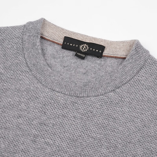 Blue Leopard (LAMPO) Light Travel Series Autumn and Winter Oriental Simple Luxury Style Business Casual Wool Sweater Men's Wool Round Neck Pullover Sweater Medium Gray M (46)