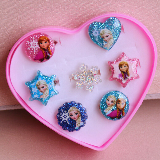 Children's baby ring cartoon girl princess jewelry imitation crystal gem diamond toy jewelry kindergarten gift love ring (12 pieces in box)