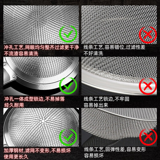 Chu Guifei soy milk filter screen 304 stainless steel household kitchen ultra-fine colander to separate residue and fine mesh juice baby food leakage 304 soy milk filter screen (spoon head 16.2CM)