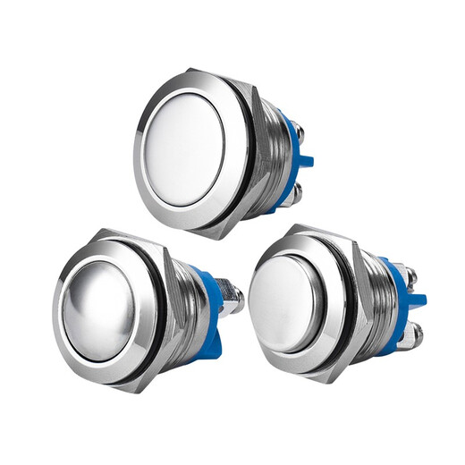 Metal push button switch 8/10/12/16/19/22MM self-resetting self-locking waterproof with indicator light small start stop key switch 22MM high head screw foot self-resetting
