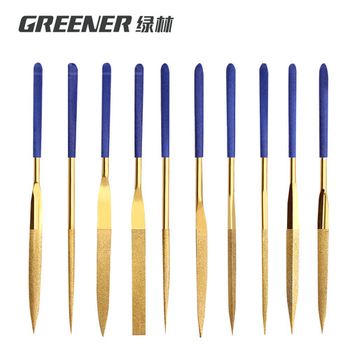 GREENER file grinding 11-piece set 3x140mm diamond file steel household grinding rod alloy titanium plated stamp assorted