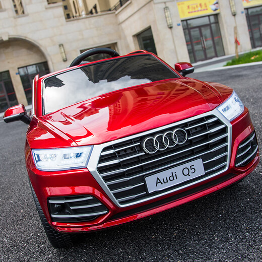 Cool Sun Audi Q5 baby electric car four-wheel four-wheel drive can sit on the baby's remote control off-road toy swing car, painted black + four-wheel drive leather seat + remote control swing + Bluetooth music + portable pull rod