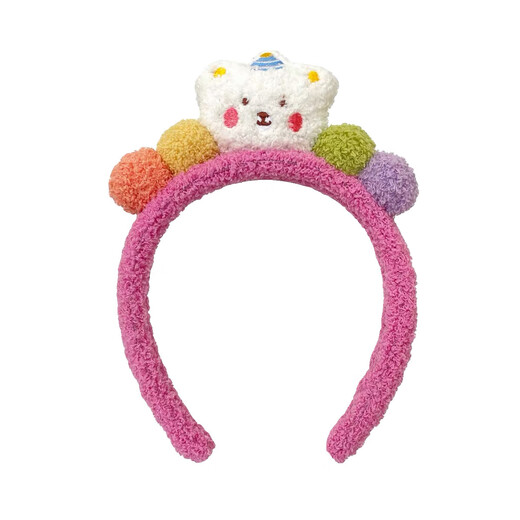 Plush Bear Face Wash Headband Women's High Head Pressure Hair Mask Special Headband Hair Accessory 2024 Winter New Style Cyan/
