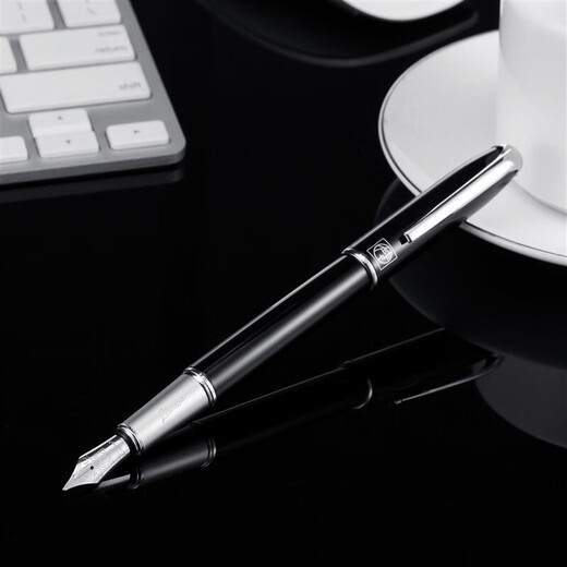 毕加索（pimio）钢笔916钢笔男女士商务办公钢笔成人学生书法练字财务笔生日礼物送礼礼品可刻字定制 【亮黑色铱金笔】0.5mm