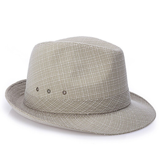 Changyin summer summer hat for middle-aged and elderly men's hat top hat sun hat linen jazz hat spring and autumn linen dark gray medium size 58 cm