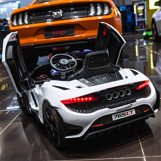 Geleeo McLaren children's electric car four-wheel baby car can seat men and women and children remote control toy sports car children's car, painted wine red, four-wheel drive + LED light + swing