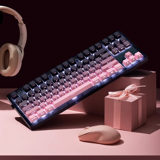 Belly Spirit Mk870pro Blackberry Side Gravur Mechanische Tastatur Bluetooth Wired Wireless Customized Computer Game Silent Office [Single Mode] Obsidian Pro + Blackberry Side Gravur Tea Scroll 87 Tasten