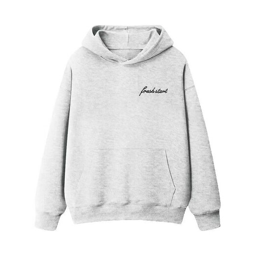 Katuchi American hiphop trendy brand letter hooded sweatshirt for men and women in autumn and winter loose trendy velvet thickened tops jacket white gray-velvet L