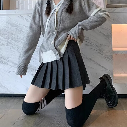 Fu Jian Autumn and Winter Woolen Thick Pleated Skirt Women's High Waist 2025 Skirt Women's Fashion Short Skirt Western Style A-Line Skirt Women Dark Gray - Regular Pants Length M