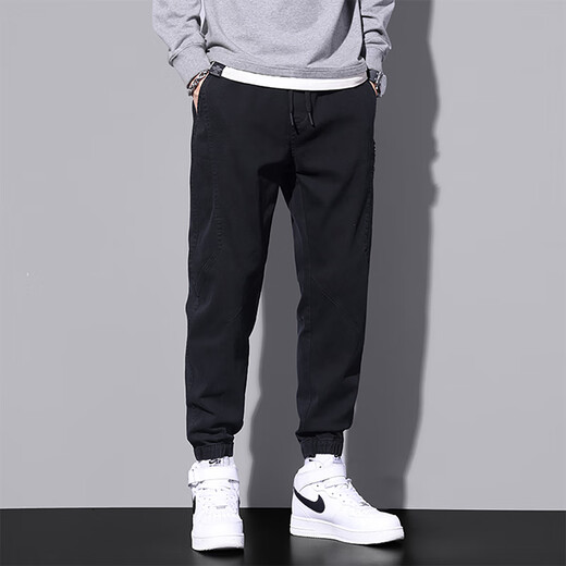 Jüdische Freizeithosen für Männer im Frühjahr und Herbst neue amerikanische Modemarke -Arbeitshose für Männer losen Fußsporthosen 9859 Black plus Velvet + 9859 Black Plus Velvet M.