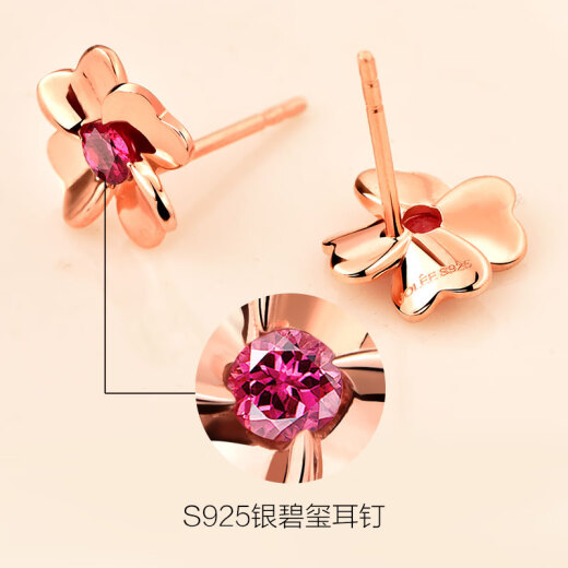 JOLEE earrings for women with colored gemstones S925 silver fashionable rose gold clover jewelry as gifts for girls