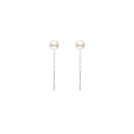 Mansheng 999 pure silver artificial pearl ear wire earrings light luxury niche design earrings for women 2026 new earrings 5mm (line length 4.5cm) pair