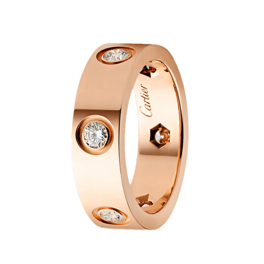Cartier men's and women's same ring LOVE series rose gold diamond couple ring 2024 new versatile ring rose gold 44