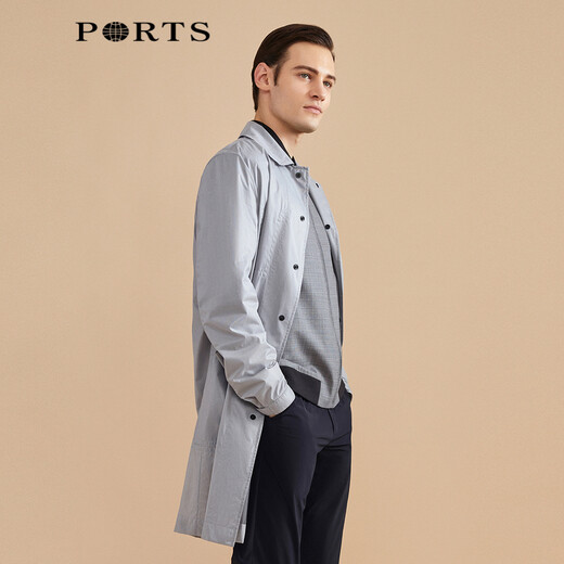 PORTS Men's spring men's mid-length windbreaker MM8T002MWO019 LT GRAY S