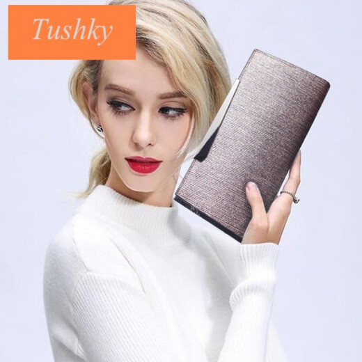 tushky large capacity women's genuine leather clutch bag 2024 new style trendy soft leather fashionable temperament clutch bag small bag pink 24.5cm*12.5cm soft cow back first layer cowhide