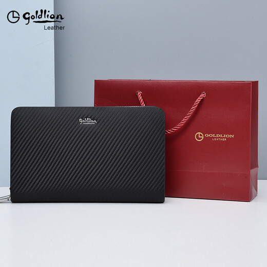 Jinlilai Handbag Magn Bag embrague para hombres Bolsa de hombres de gran capacidad Doble Doble Light Luxury High Gand Bag Model en 2025, una compensación falsa diez [cabello liso oficial] negro