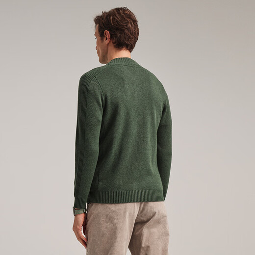 Zhaojun 2024 Autumn and Winter High-end Men's Wool Cardigan Jacket Solid Color Thickened Baseball Collar Knitted Top Army Green L