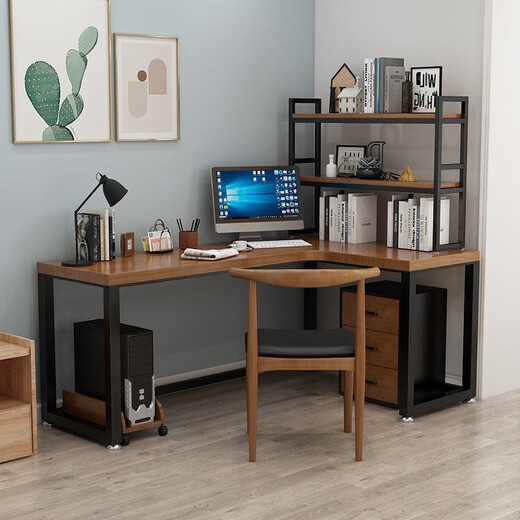 Premium Elements Solid Wood Computer Desk Desktop Home Corner Desk Bedroom Corner Corner Simple Office Writing Study Table Standard Edition 120*55*75 Side Length 80 Thickness 5cm Solid Wood