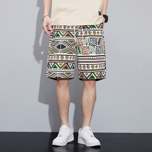 Jeanswest Pantalones cortos de lino de estilo chino de verano para hombres, finos, sueltos, rectos, rectos, guapos, pantalones grandes, pantalones de cinco cuartos de algodón y lino de seda de hielo para hombres 691 color 3XL