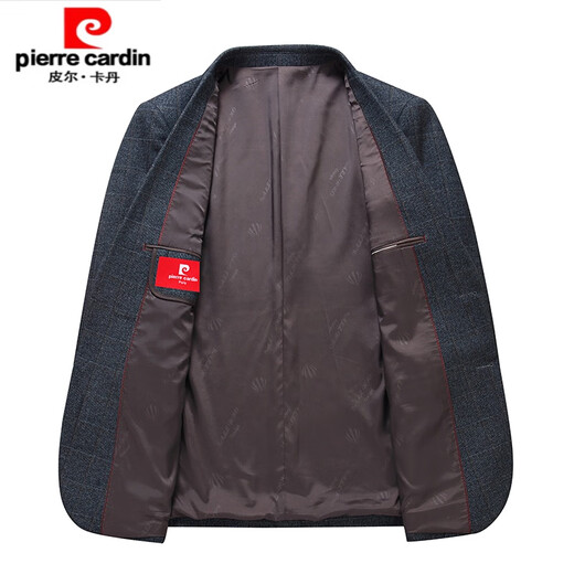 Pierre Cardin high-end brand suit men's autumn and winter high-end middle-aged men's business casual formal wedding suit gray 9813 plaid style 170 yards recommended 100 Jin Jin equals 0.5 kg -120 Jin Jin equals 0.5 kg