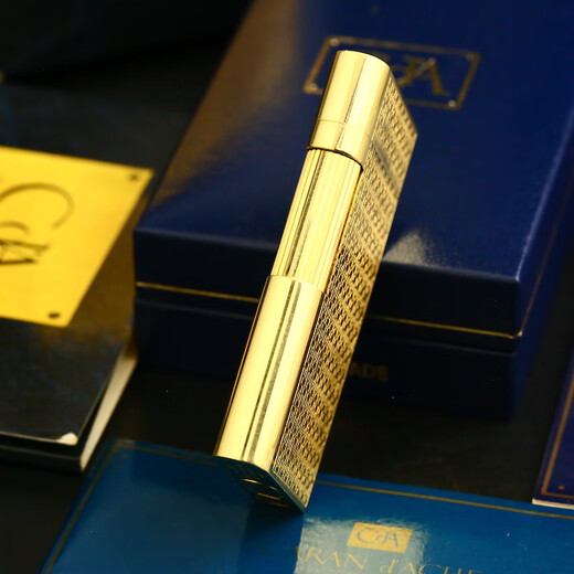 Second-hand 95 new CARAN d ACHE inflatable lighter 18K solid gold jacket pattern pipe machine men's luxury accessories