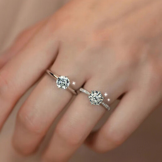 DL 1998 Fat Donglai same style pt950 platinum ring PT950 diamond ring for female couple, platinum six-claw diamond ring for girlfriend, six-claw full diamond 1 carat, default is live, need to leave a note or contact us